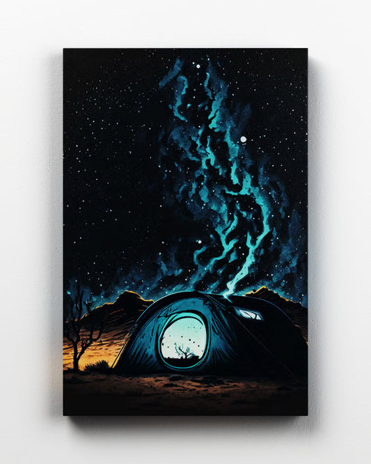 Tent camping night time