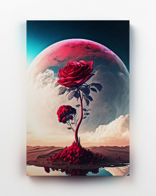 painting of red rose