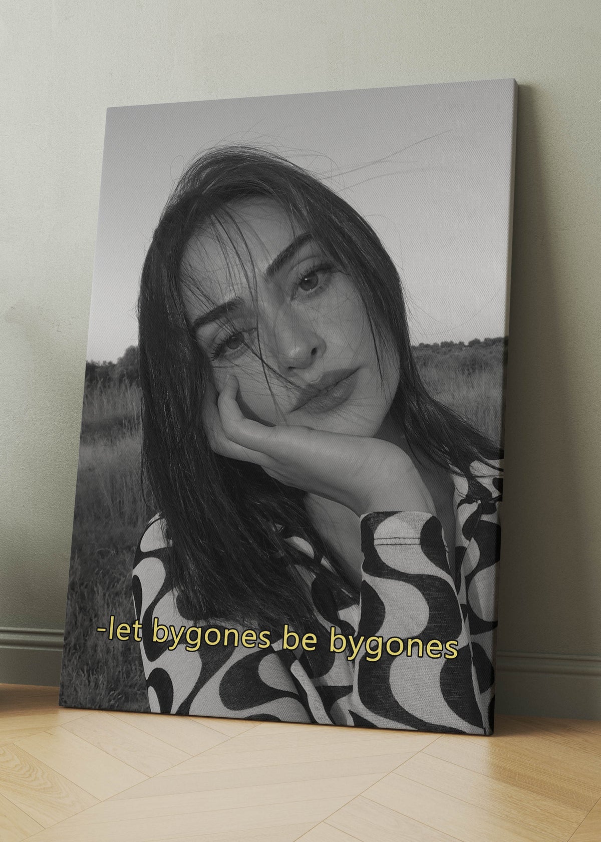 CUSTOM BLACK & WHITE PIC WITH CAPTION
